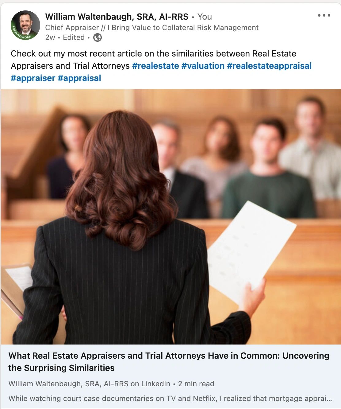 Real estate appraisers and trial attorneys comparison