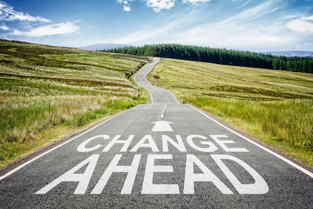 Road sign representing change ahead in appraisal industry